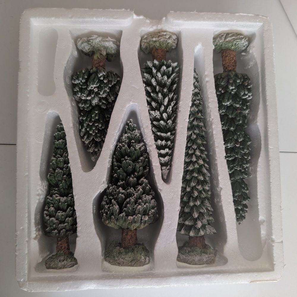 Dept 56 Village Snowy Evergreens Set Of 6